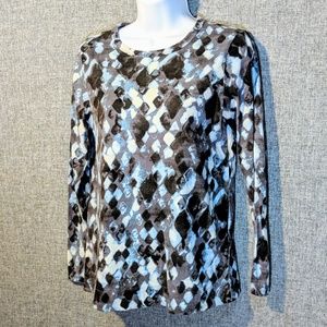 Simply Vera Wang Long Sleeve Smoky Gray/Blue Shirt